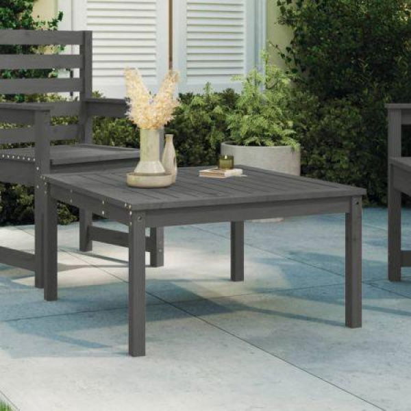 Garden Table Gray 82.5x82.5x45 Cm Solid Wood Pine