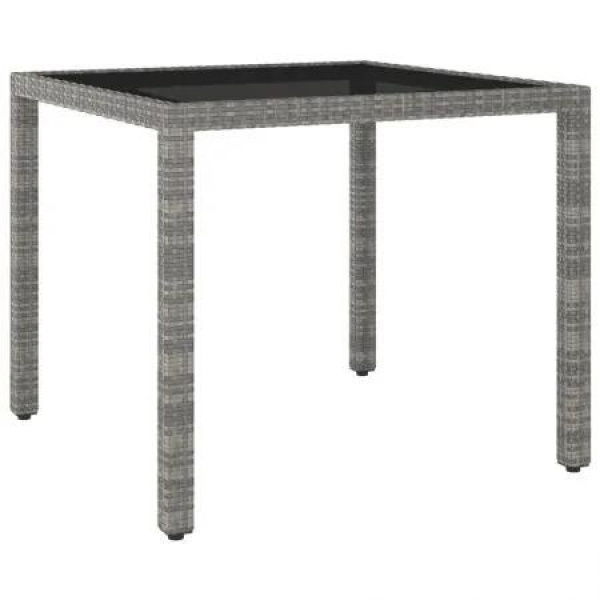 Garden Table Grey 90x90x75 cm Poly Rattan