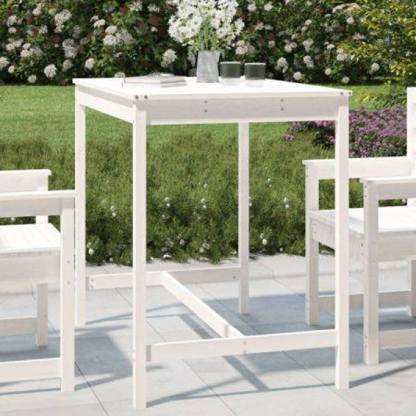 Garden Table White 121x82.5x110 Cm Solid Wood Pine.