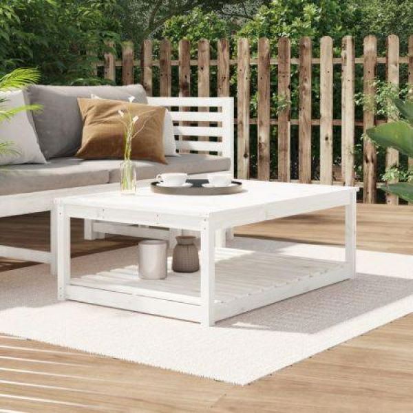 Garden Table White 121x82.5x45 Cm Solid Wood Pine.