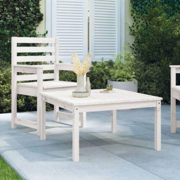 Garden Table White 82.5x82.5x45 Cm Solid Wood Pine.