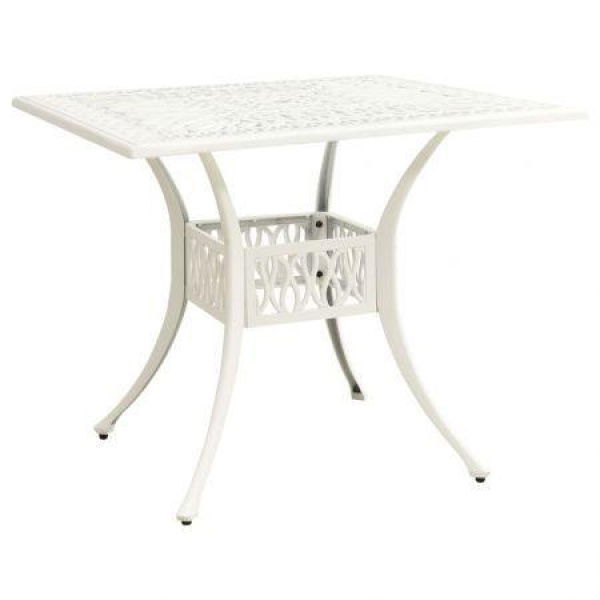 Garden Table White 90x90x73 Cm Cast Aluminium