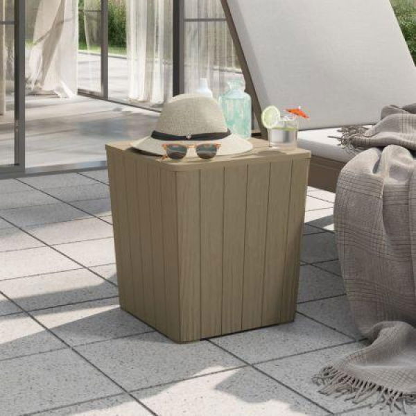 Garden Table With Removable Lid Light Brown Polypropylene