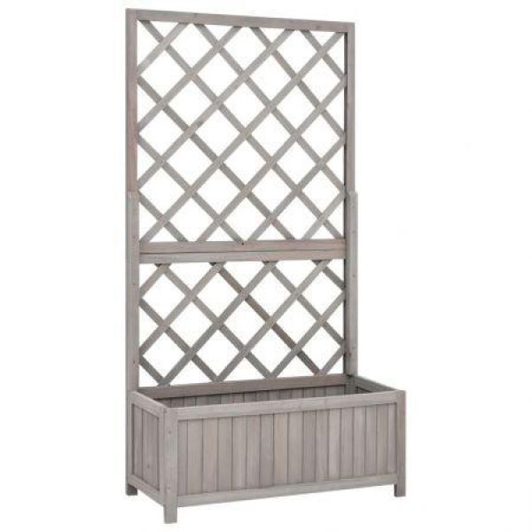 Garden Trellis Planter Grey 70x30x135 Cm Solid Firwood