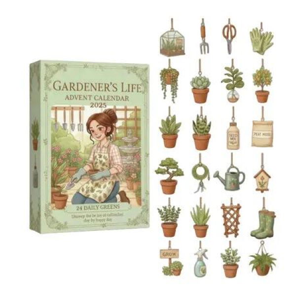 Gardener Life Christmas Advent Calendar For Florist Lovers,24 Days of Floral Ornaments Christmas Tree Decor,For Gardeners and Holiday Home Decor