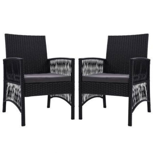 Gardeon 2PC Outdoor Dining Chairs Patio Furniture Wicker Lounge Chair Garden