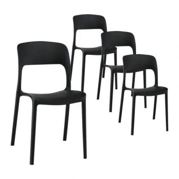 Gardeon 4PC Outdoor Dining Chairs Stackable PP Patio Chair Garden Furniture Black