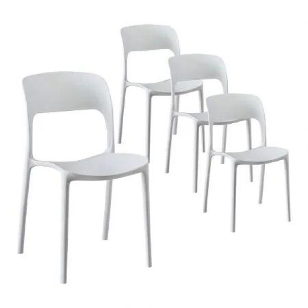 Gardeon 4PC Outdoor Dining Chairs Stackable PP Patio Chair Garden Furniture White