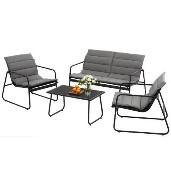 Gardeon 4PCS Outdoor Sofa Set Table and Chairs Cushion textilene Patio Furniture