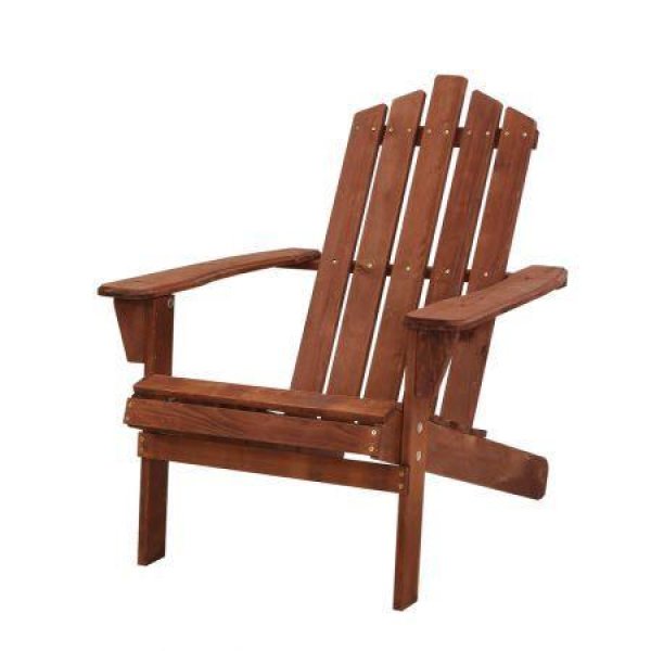 Gardeon Adirondack Outdoor Chairs Wooden Beach Chair Patio Furniture Garden Brown
