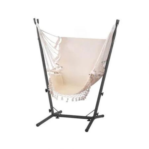 Gardeon Hammock Chair Outdoor Camping Hanging with Stand Cream