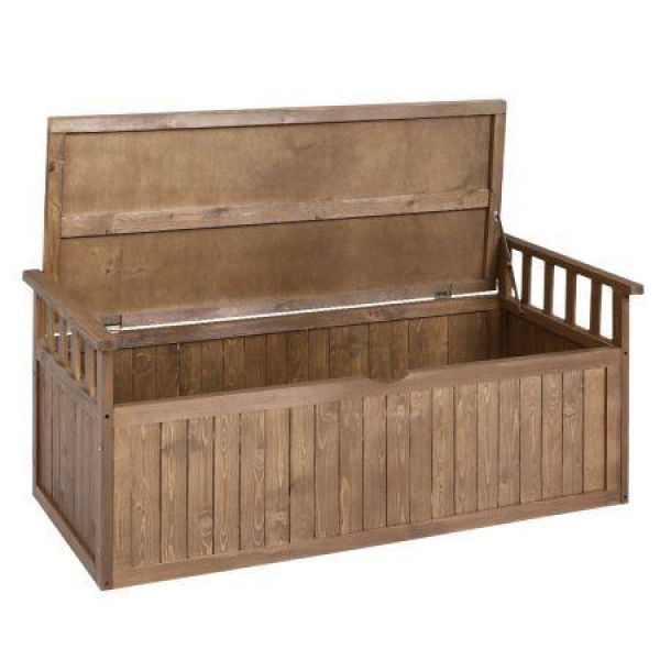 Gardeon Outdoor Storage Bench Box 129cm Wooden Garden Toy Chest Sheds Patio Furniture XL Natural