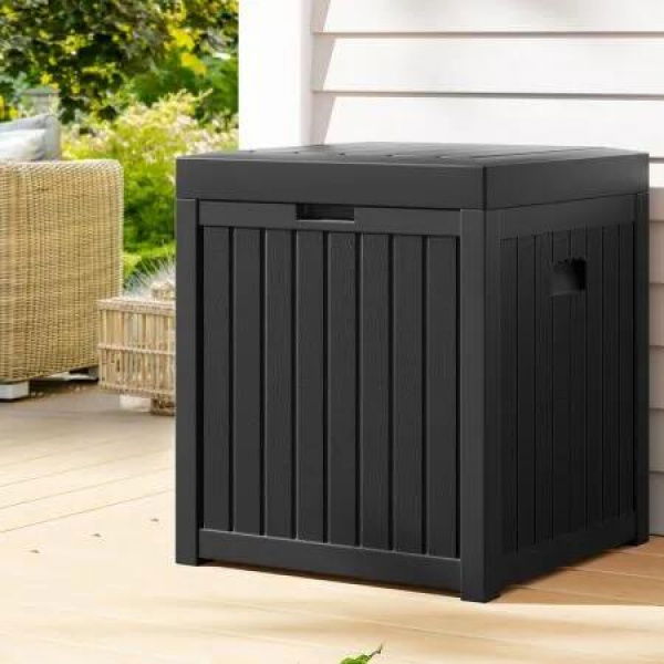 Gardeon Outdoor Storage Box 195L Organiser Garden Bench Deck Toy Shed Tool Black