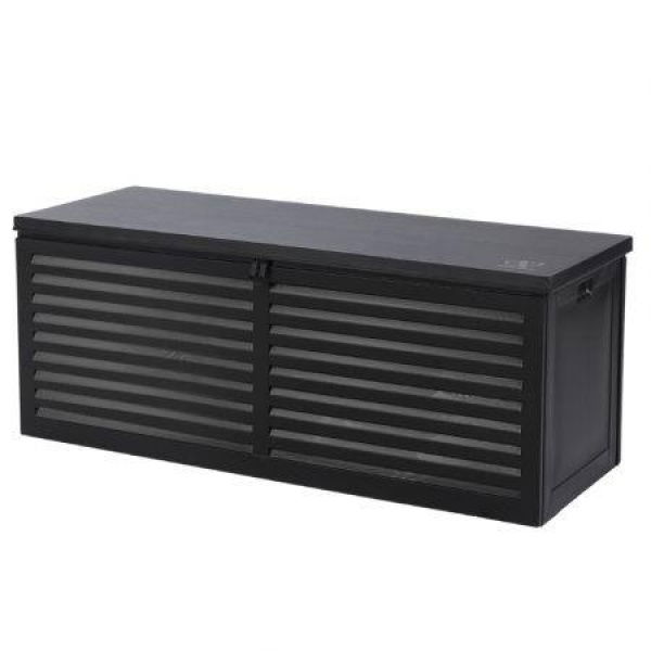 Gardeon Outdoor Storage Box 390L Container Lockable Garden Bench Shed Tools Toy All Black