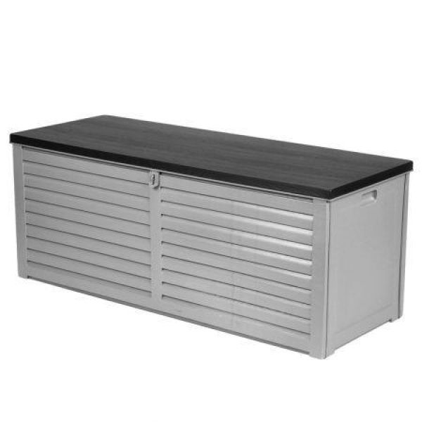 Gardeon Outdoor Storage Box 390L Container Lockable Garden Bench Tools Toy Shed Black