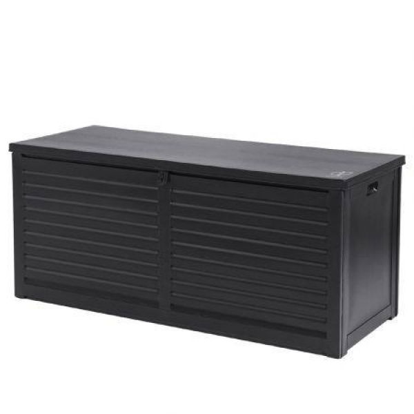 Gardeon Outdoor Storage Box 490L Container Lockable Garden Bench Shed Tools Toy All Black