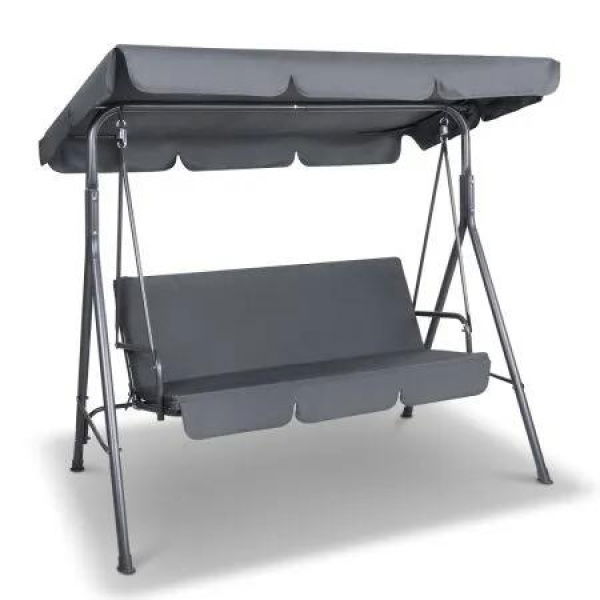 Gardeon Outdoor Swing Chair Garden Chair Bench Furniture Canopy 3 Seater Grey