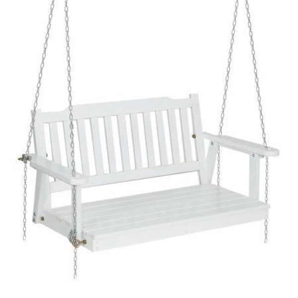 Gardeon Porch Swing Chair With Chain Garden Bench Outdoor Furniture Wooden White