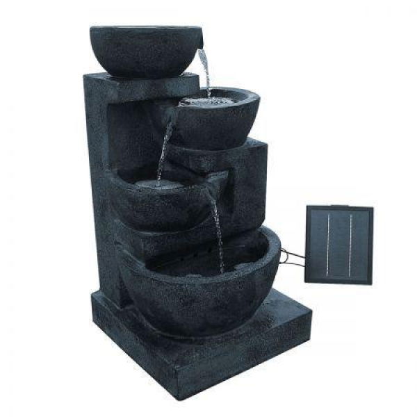 Gardeon Solar Water Feature Cascading Fountain 4-Tier Bowl LED Lights 72CM Blue