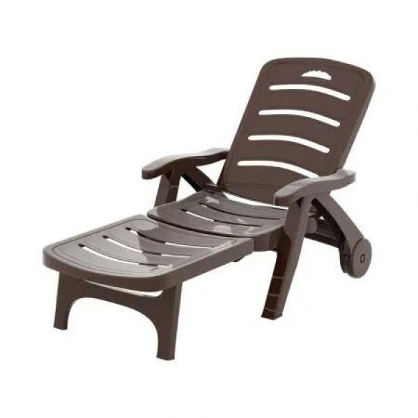 Gardeon Sun Lounger Folding Lounge Chair Wheels Patio Outdoor Furniture Brown