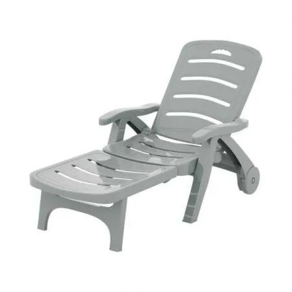 Gardeon Sun Lounger Folding Lounge Chair Wheels Patio Outdoor Furniture Grey