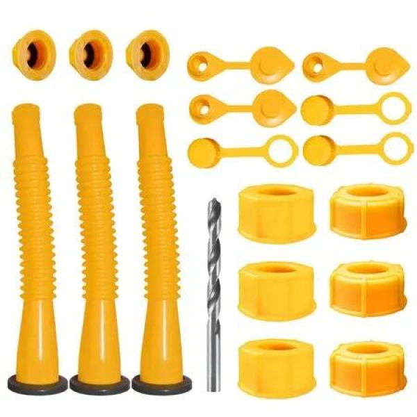 Gas Can Spout Replacement,Gas Can Nozzle Replacement,(3 Kit-Yellow) For Most 1/2/5/10 Gallon Gas Cans,Replacement gas can spout,Gas Can Replacement Spout,The tube is soft and flexible to use