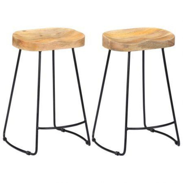 Gavin Bar Stools 2 Pcs Solid Mango Wood