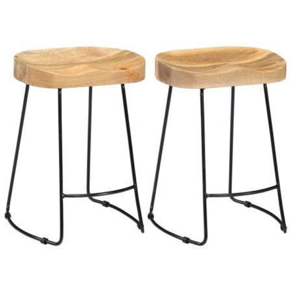 Gavin Bar Stools 2 Pcs Solid Mango Wood