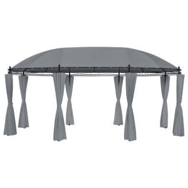 Gazebo With Curtains 530x350x265 Cm Anthracite