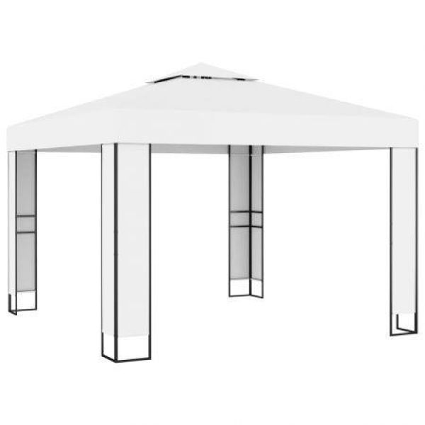 Gazebo With Double Roof 3x3 M White