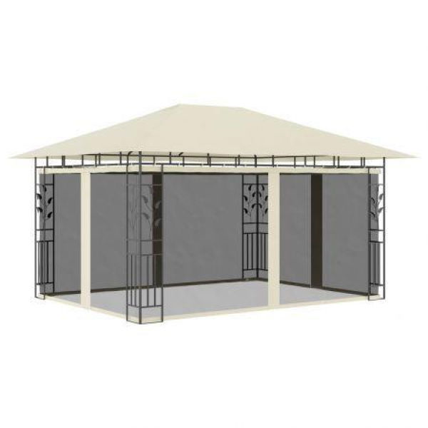 Gazebo With Mosquito Net 4x3x2.73m Cream 180g/m