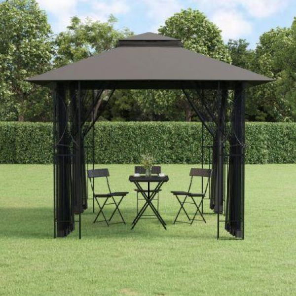 Gazebo With Sidewalls Anthracite 300x300x270 Cm Steel