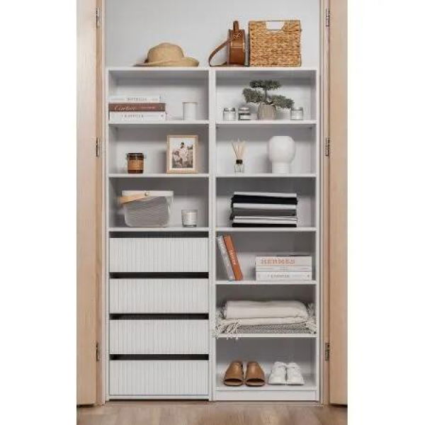 GENEVA THREE SHELF/FOUR DRAWER BUILT IN WARDROBE - FLUTED