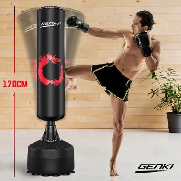 Genki 170cm Free Standing Boxing Punching Bag Stand Punchbag Kicking Sandbag Home Gym Exercise Sports MMA UFC Training Equipment