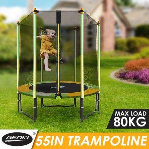 Genki 55 Trampoline Mini Rebounder Jumping Gym Equipment Home Outdoor Fitness Kids Exericise with Safety Enclosure Net