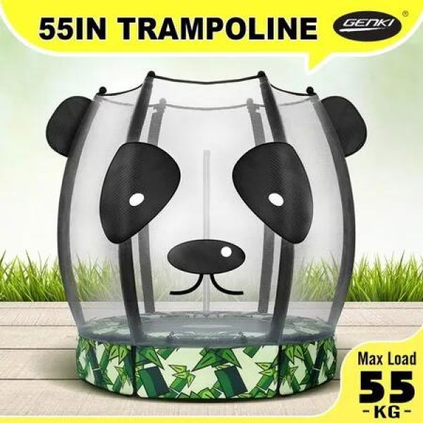 Genki 55 Trampoline Rebounder Jumping Gym Equipment Home Outdoor Fitness Kids Exericise with Safety Enclosure Net Panda Shape