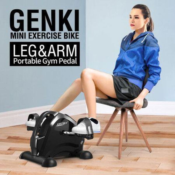 Genki Mini Exercise Bike Pedal Exerciser Home Gym Fitness Trainer With Adjustable Resistance Black