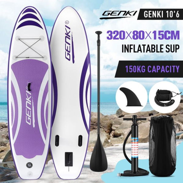 GENKI Stand Up Paddle Board 2 In1 Inflatable SUP Surfboard Kayak Purple