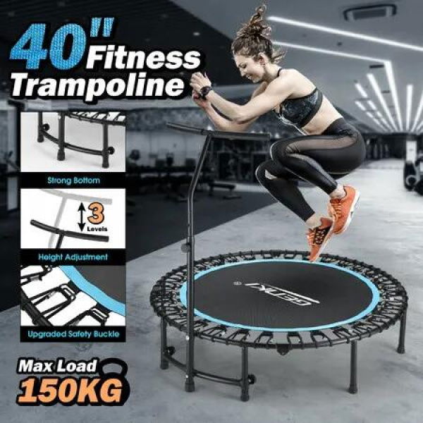 Genki Trampoline Bounce Rebounder Jumping Bungee Exercise Fitness Home Gym Workout Indoor Exercise Foldable Round 40 Inch