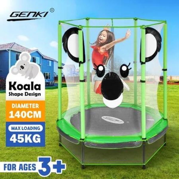 Genki Trampoline Rebounder Jumping Gym Equipment Home Outdoor Fitness Kids Exericise with Safety Enclosure Net 55