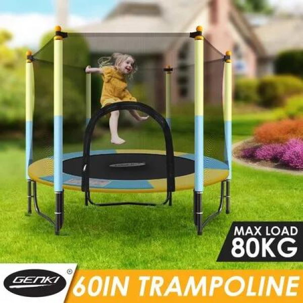 Genki Trampoline Rebounder Jumping Gym Equipment Home Outdoor Fitness Kids Exericise with Safety Enclosure Net 60