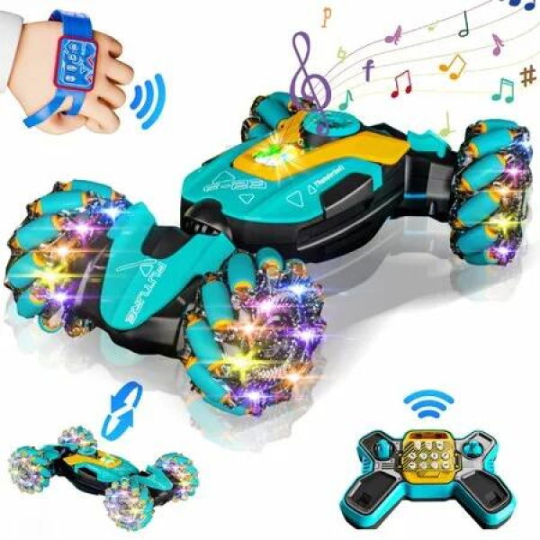 Gesture Sensing RC Stunt Car 4WD 360 Degree Rotating,2.4Ghz RC Twist Car with Light & Music for Kids Ages 6+