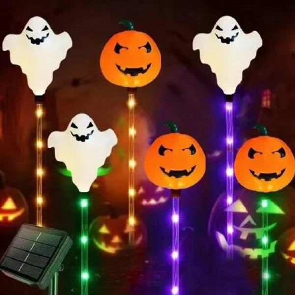 Ghost PUMPKIN Solar Light Lights 6 in 1 Halloween String Solar Halloween DecorationLED Outdoor Waterproof Lights for Pathway Yard Garden Decoration