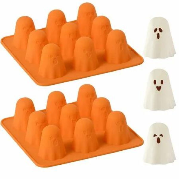 Ghost Silicone Molds 2 Packs Non-Stick 3D Chocolate Molds 9-Cavity Cute Ghost Mold