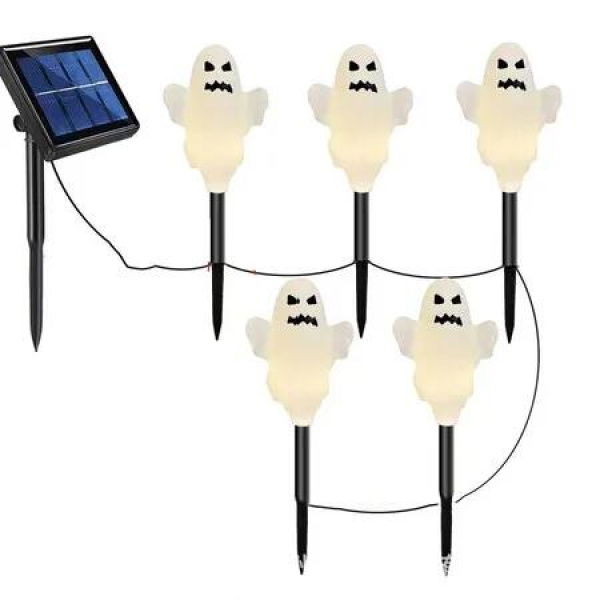 Ghost Solar Lights Halloween Yard Spooky String Lights for Holiday Party Haunted House Art Indoor Outdoor Lawn Yard Decor