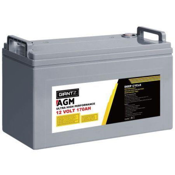 Giantz 170Ah Deep Cycle Battery 12V AGM Marine Sealed Power Portable Box Solar Caravan Camping