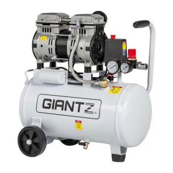 Giantz 24L Air Compressor Quiet 0.75HP Oil-Free Portable Tyre Inflator 40L/Min