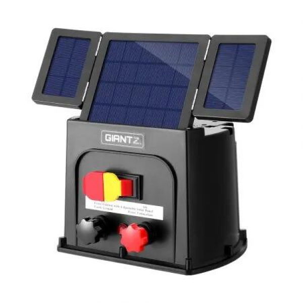 Giantz 5km Electric Fence Energiser PET Solar Energizer 0.15J