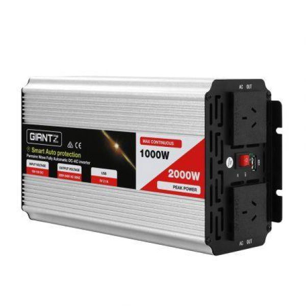 Giantz Power Inverter 1000W Or 2000W Pure Sine Wave 12V-240V Camping Boat Caravan