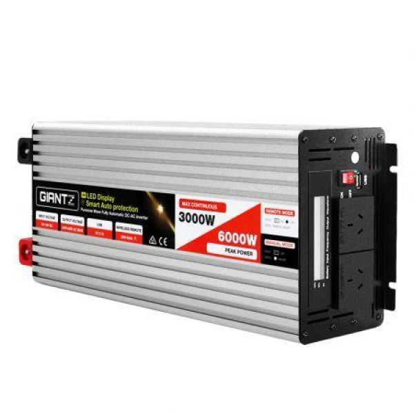 Giantz Power Inverter 3000W Or 6000W Pure Sine Wave 12V-240V Camping Boat Caravan